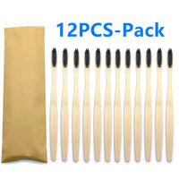 12PCS mixed color bamboo toothbrush Eco Friendly wooden Tooth Brush Soft bristle Tip Charcoal adults oral care toothbrush