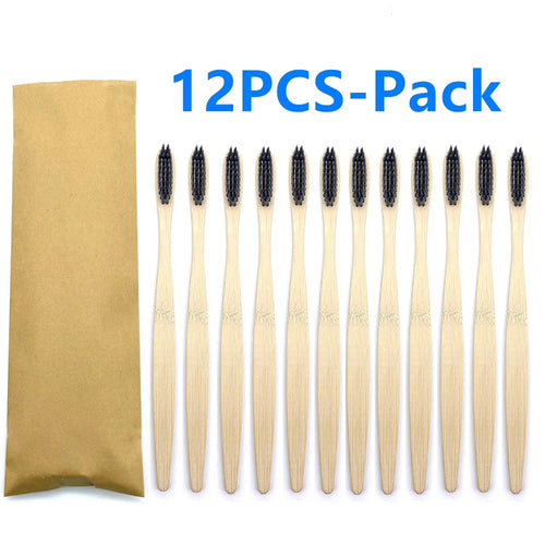 12PCS mixed color bamboo toothbrush Eco Friendly wooden Tooth Brush Soft bristle Tip Charcoal adults oral care toothbrush