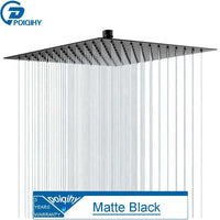 POIQIHY Ultrathin Golden Shower Head 16" Stainless Steel Rainfall Shower Faucet Head Bathroom Black Large Flow Showerhead Faucet