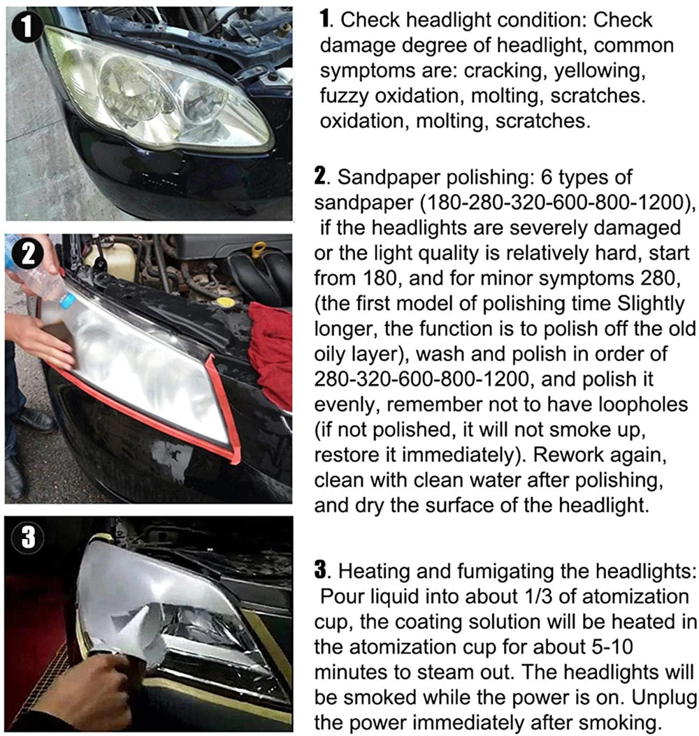 Car Headlight Restoration Fluid 800ml Auto Headlight Polisher Disassembly Headlight Polishing Liquid Polymer For Headlights
