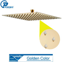 POIQIHY Ultrathin Golden Shower Head 16" Stainless Steel Rainfall Shower Faucet Head Bathroom Black Large Flow Showerhead Faucet