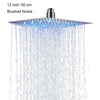 Luxury Chrome  LED  Rainfall Shower Head Stainless Steel Square Color Changing Lights Shower head Water Flow Generates