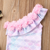 Lioraitiin 1-5Years Toddler Baby Kids Girls Bikini Ruffles One Shoulder Swimsuit Swimwear Bathing Suit Girl Clothing