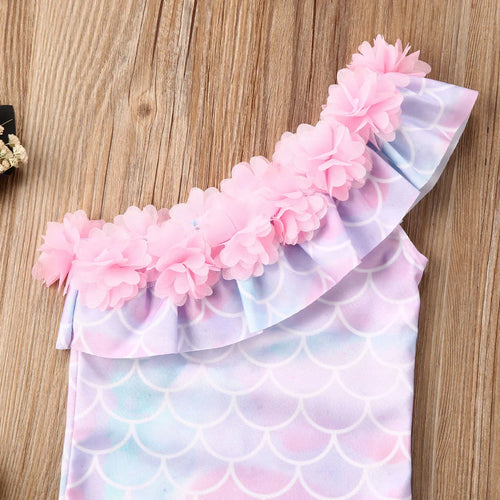 Lioraitiin 1-5Years Toddler Baby Kids Girls Bikini Ruffles One Shoulder Swimsuit Swimwear Bathing Suit Girl Clothing