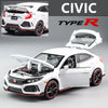 1:32 HONDA CIVIC TYPE R Alloy Sports Car Model Diecasts & Toy Vehicles Metal Car Model Sound and Light Collection Kids Toy Gift