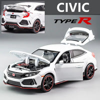 1:32 HONDA CIVIC TYPE R Alloy Sports Car Model Diecasts & Toy Vehicles Metal Car Model Sound and Light Collection Kids Toy Gift
