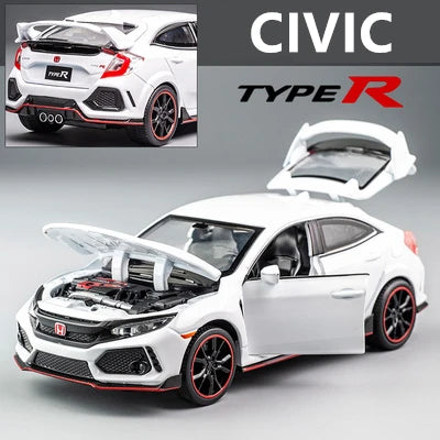 1:32 HONDA CIVIC TYPE R Alloy Sports Car Model Diecasts & Toy Vehicles Metal Car Model Sound and Light Collection Kids Toy Gift