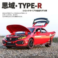 1:32 HONDA CIVIC TYPE R Alloy Sports Car Model Diecasts & Toy Vehicles Metal Car Model Sound and Light Collection Kids Toy Gift
