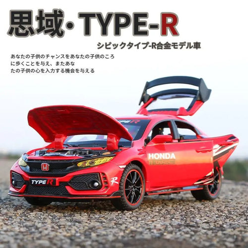 1:32 HONDA CIVIC TYPE R Alloy Sports Car Model Diecasts & Toy Vehicles Metal Car Model Sound and Light Collection Kids Toy Gift