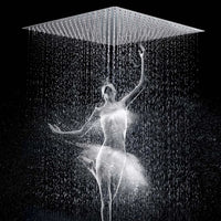 POIQIHY Ultrathin Golden Shower Head 16" Stainless Steel Rainfall Shower Faucet Head Bathroom Black Large Flow Showerhead Faucet