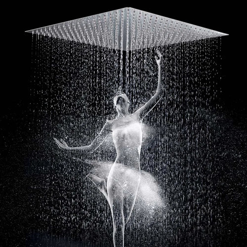 POIQIHY Ultrathin Golden Shower Head 16" Stainless Steel Rainfall Shower Faucet Head Bathroom Black Large Flow Showerhead Faucet