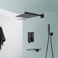 Black Shower Faucets System Bathroom Wall Mounted Rainfall Shower Kit Concealed Embedded Box Hot Cold Water Mixer Tap SUS304