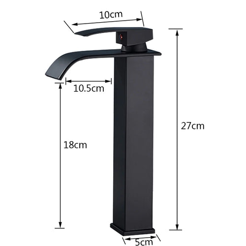 Matte Black Basin Faucet Deck Mounted Single Lever Bathroom Crane Waterfall Brass Bathroom Tap Hot Cold Water Mixer Taps