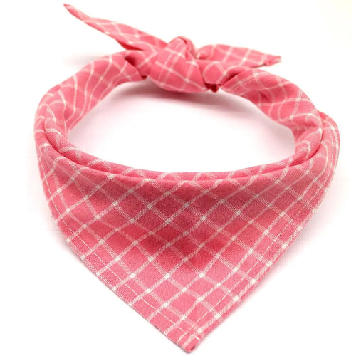 Pet Bandanas Plaid Dots Style Cotton Washable Dog Bandanas Scarf Bowties Collar Pet Square Bib For Puppies Kittens