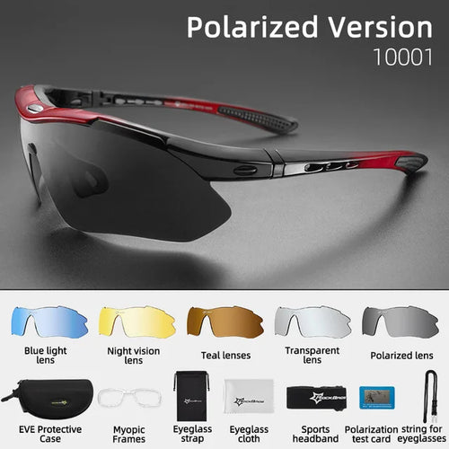 ROCKBROS Photochromic Bicycle Glassess Cycling Glasses Polarized Sunglasses Myopia Frame MTB Mountain UV400 Bicycle Goggles