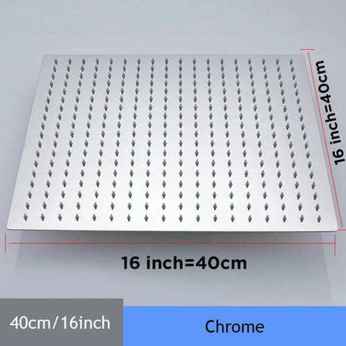 Shower Head 16 Inch Luxury Ultrathin Rainfall Shower Head Stainless Steel Chrome Nickel Bathroom Faucet Accessory