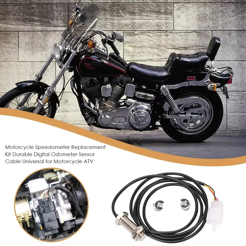 Motorcycle Speedometer Replacement Kit Durable Digital Odometer Sensor Cable Universal For Motorcycle ATV Tachometer 2 Pins Sens