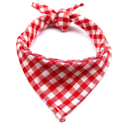 Pet Bandanas Plaid Dots Style Cotton Washable Dog Bandanas Scarf Bowties Collar Pet Square Bib For Puppies Kittens