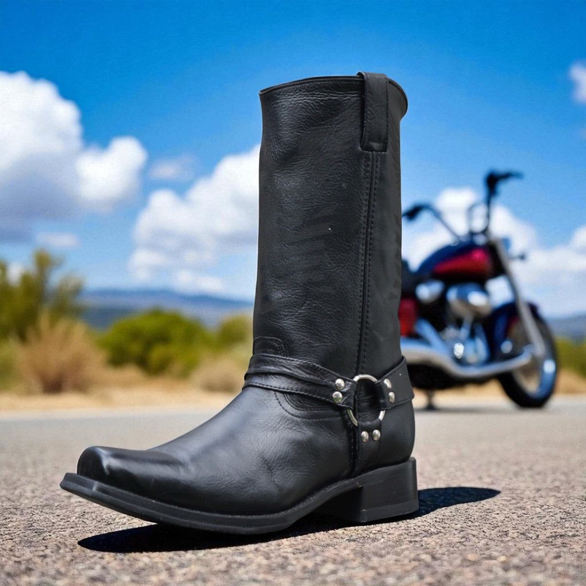 Soto Boots Soto Boots Eagle Rider Men's Leather Biker Boots (H50021)