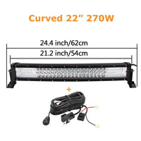 Curved/Straight 22 32 42 52inch 675W 540W Led Light Bar Driving Lights 7D 3-Rows Offroad Truck SUV ATV Tractor Car Boat