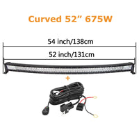 Curved/Straight 22 32 42 52inch 675W 540W Led Light Bar Driving Lights 7D 3-Rows Offroad Truck SUV ATV Tractor Car Boat