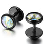 BONISKISS Men Earrings Stainless Steel Black Blue Barbell Type Stud Earrings For Men And Women Unisex Jewelry Pendientes Brincos
