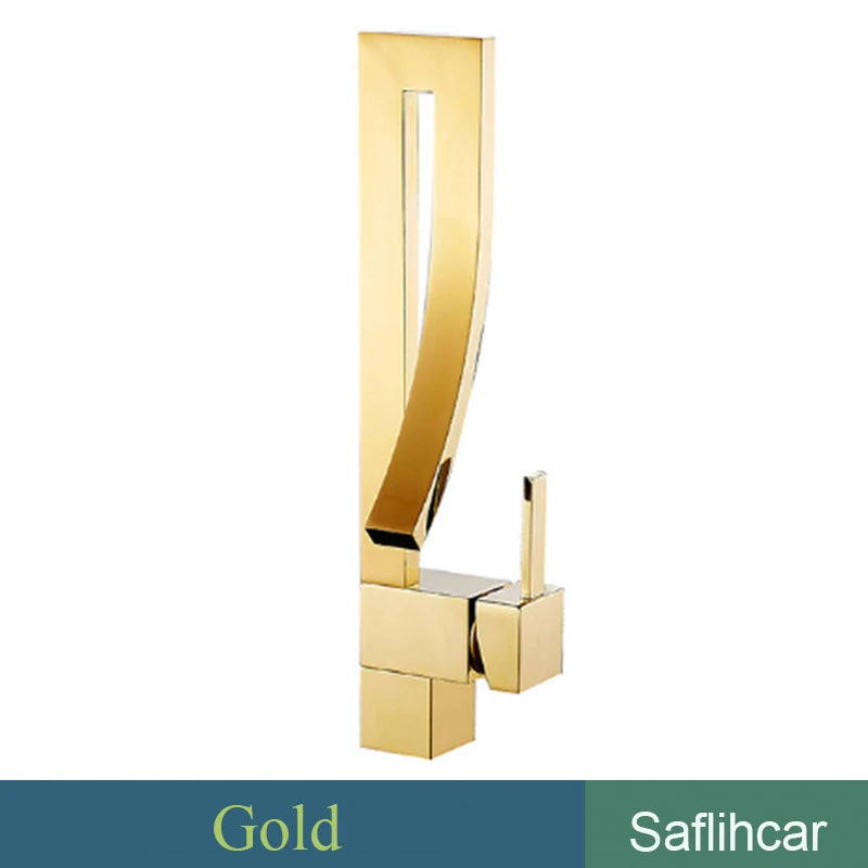 Gold Bathroom Basin Faucet Chrome Black  Hot&Cold Mixer Taps Deck Mounted Faucets