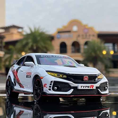 1:32 HONDA CIVIC TYPE R Alloy Sports Car Model Diecasts & Toy Vehicles Metal Car Model Sound and Light Collection Kids Toy Gift