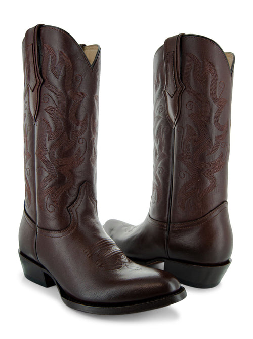 Soto Boots Cowboy Dress Boots | Mens Classic Round-Toe Boots (H7001-Brown)