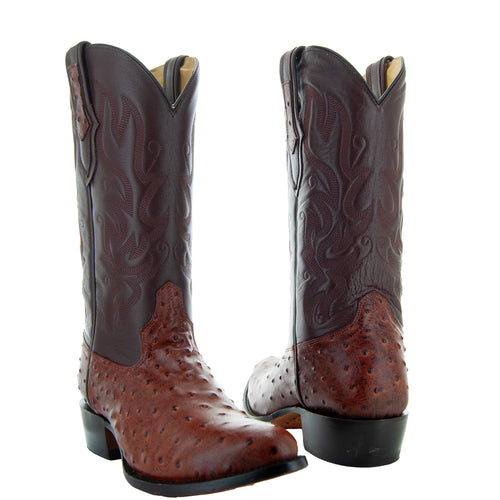 Soto Boots Soto Boots Men's Cognac Ostrich Print Cowboy Boots (H7002)