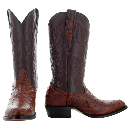Soto Boots Soto Boots Men's Cognac Ostrich Print Cowboy Boots (H7002)