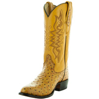 Soto Boots Men's Mantequilla Ostrich Print Cowboy Boots (H7002)