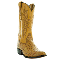 Soto Boots Men's Mantequilla Ostrich Print Cowboy Boots (H7002)