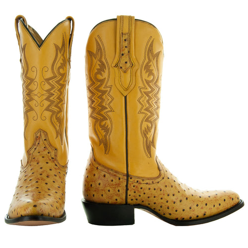 Soto Boots Men's Mantequilla Ostrich Print Cowboy Boots (H7002)