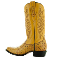 Soto Boots Men's Mantequilla Ostrich Print Cowboy Boots (H7002)
