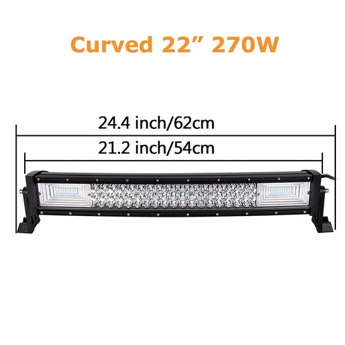Curved/Straight 22 32 42 52inch 675W 540W Led Light Bar Driving Lights 7D 3-Rows Offroad Truck SUV ATV Tractor Car Boat