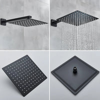 Black Shower Faucets System Bathroom Wall Mounted Rainfall Shower Kit Concealed Embedded Box Hot Cold Water Mixer Tap SUS304