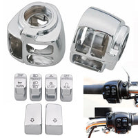 Motorcycle Handlebar Control Switch Housings Chrome Switch Caps Kit Parts For Harley VRSC Sportster XL XR Dyna Softail Road King