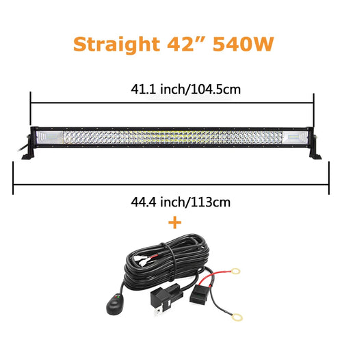 Curved/Straight 22 32 42 52inch 675W 540W Led Light Bar Driving Lights 7D 3-Rows Offroad Truck SUV ATV Tractor Car Boat