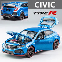 1:32 HONDA CIVIC TYPE R Alloy Sports Car Model Diecasts & Toy Vehicles Metal Car Model Sound and Light Collection Kids Toy Gift