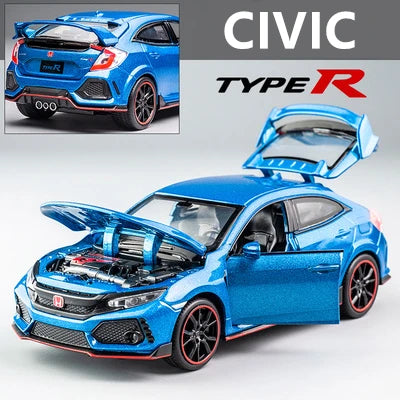 1:32 HONDA CIVIC TYPE R Alloy Sports Car Model Diecasts & Toy Vehicles Metal Car Model Sound and Light Collection Kids Toy Gift