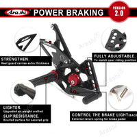 Arashi V2.0 Adjustable Rearset For KAWASAKI Ninja ZX4R ZX-4R 2023 / ZX-4RR ZX4RR 2022 -2024 CNC Footrest Foot Pegs Pedal