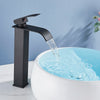 Black Waterfall Basin Sink Faucet Tall Bathroom Mixer Tap Wide Spout Vessel Sink Fauet Hot Cold Water Tap