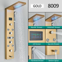 LED Shower Panel Tower System Rain Waterfall Shower Column Hydroelectricity LCD Display With Massage Body Spa Bath Shower Faucet