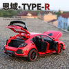 1:32 HONDA CIVIC TYPE R Alloy Sports Car Model Diecasts & Toy Vehicles Metal Car Model Sound and Light Collection Kids Toy Gift