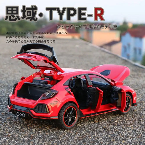 1:32 HONDA CIVIC TYPE R Alloy Sports Car Model Diecasts & Toy Vehicles Metal Car Model Sound and Light Collection Kids Toy Gift