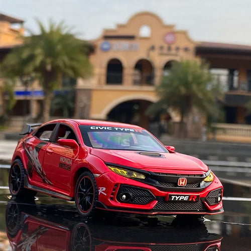 1:32 HONDA CIVIC TYPE R Alloy Sports Car Model Diecasts & Toy Vehicles Metal Car Model Sound and Light Collection Kids Toy Gift