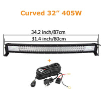 Curved/Straight 22 32 42 52inch 675W 540W Led Light Bar Driving Lights 7D 3-Rows Offroad Truck SUV ATV Tractor Car Boat
