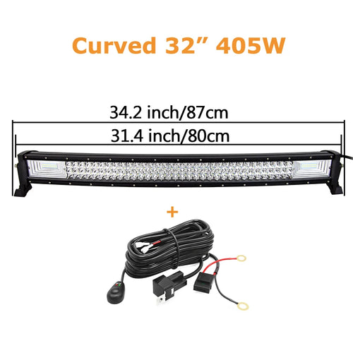 Curved/Straight 22 32 42 52inch 675W 540W Led Light Bar Driving Lights 7D 3-Rows Offroad Truck SUV ATV Tractor Car Boat