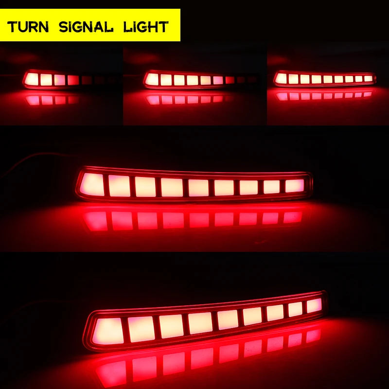 iJDM Car Red LED Bumper Reflector Lights For Toyota Corolla (2020 2021) Function as Tail,Brake & Rear Fog Lamps,Turn Light Lamp